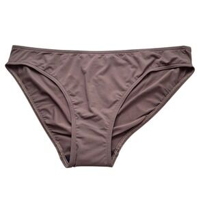 Calvin Klein Bikini Bottom Large Smoke Brown Gold Logo Minimalist‎ Chic Swimwear